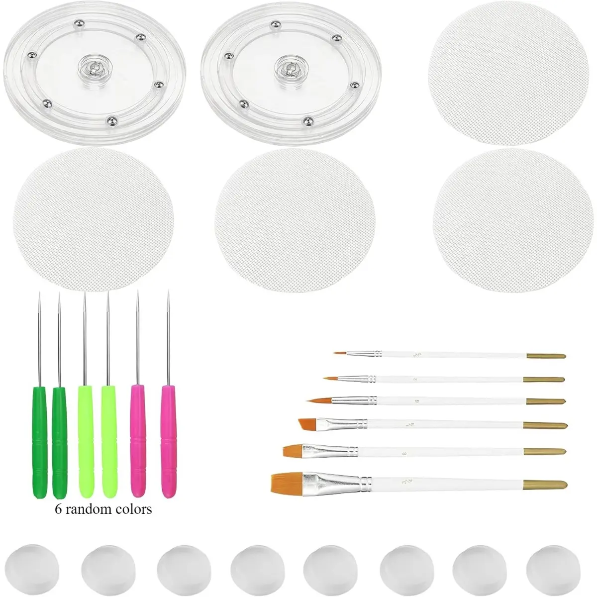 Cookie Decorating Kit Supplies Including 2 Acrylic Turntable 6 Cookie Scribe Needle 4 Silicone Mesh Mats 6 Decoration Brushes 8 Rubber Feet Bumpers Bakeware Plastic
