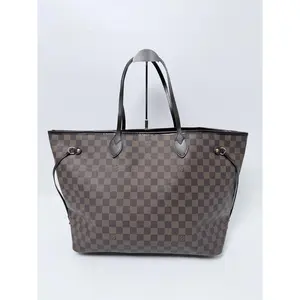 Pre-owned Louis Vuitton Canvas Tote Bags Damier Ebene Neverfull GM Shopper Tote Bag Top Handle Handbag JF02LV
