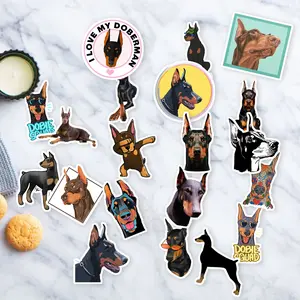 Stickers Pack 20 Pcs Doberman Bike Laptop Skateboard Pinscher Guitar Colorful Vinyl Car Luggage Waterproof Bottle Aesthetic Water Bumper