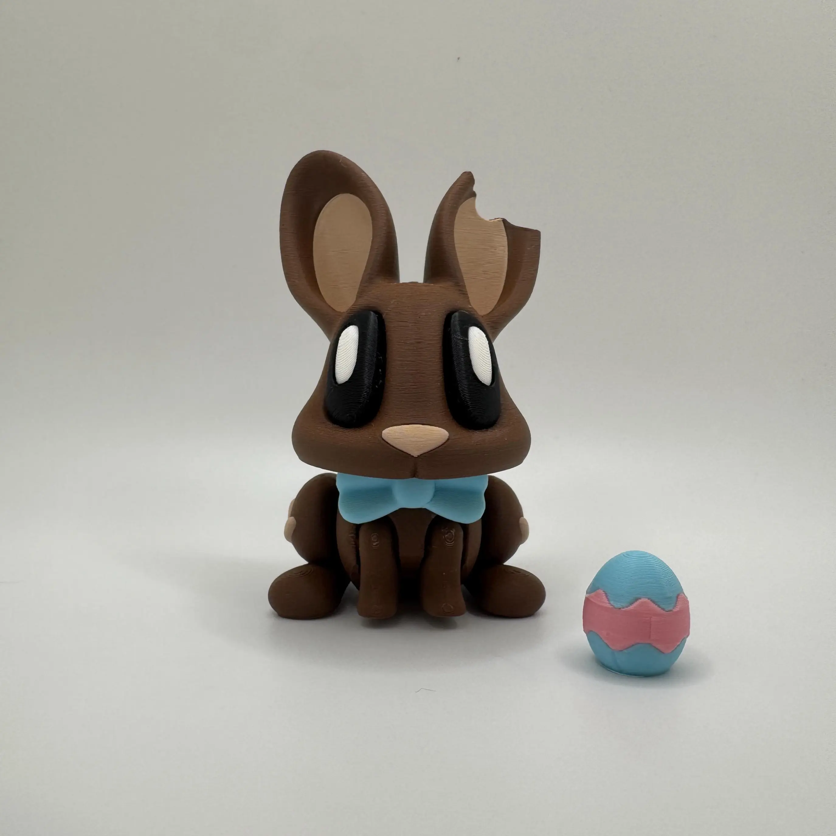 3D Printed Plastic Hungry Chocolate Bunny Easter Figurine by Blob Lab - Magnetic Mouth, Egg Feature - Home Decor, Shelf Accent, Holiday Gift - Not for Kids Under 3