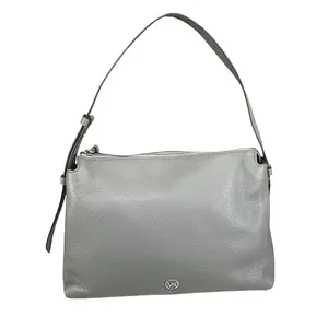 Pre-owned MICHAEL KORS Leather Shoulder Bags Shailene SHW Studded Grey Pebbled Hobo Purse