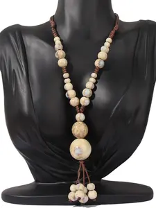 Long Woven Ethnic Style Sweater Chain Necklace, Boho Geometric Design, Handmade Ceramic Pendant, All Seasons Women's Jewelry Gift, Jewelry Accessory