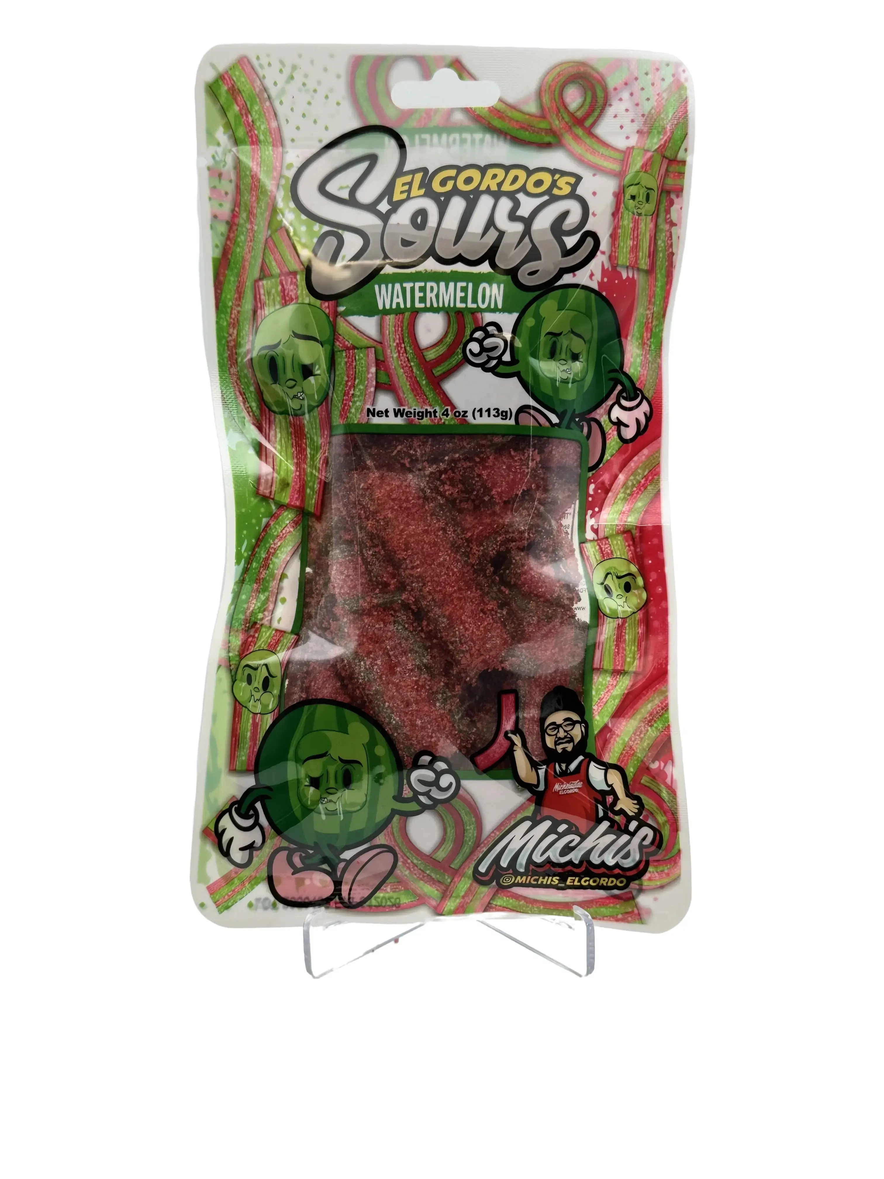 MICHIS EL GORDO WATERMELON SOURS WITH CHAMOY 4 OUNCES Snack Sweet Candy Flavor Sugar