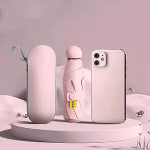 Travel Umbrella Portable Compact Umbrellas, Pocket Mini for Purse, Umbrellas for UV Sun & Rain Small for Backpack, Umbrella with Case Folding for Kids Women