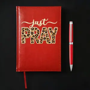 Just Pray Faux Yarn Leopard -UV DTF Journal Cover
