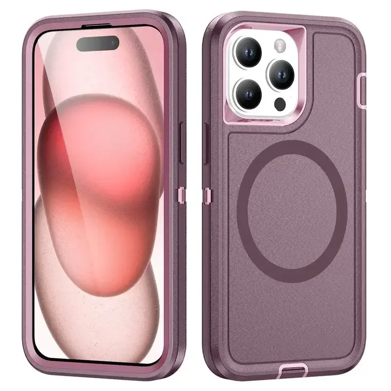 Fin 3IN1 Hybrid Heavy Duty Armor Case for IPhone 16 15 14 Pro Max Plus for Magsafe Magnetic Wireless Charging Hard Cover