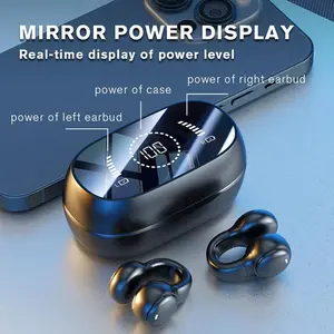 Wireless Clip On Open Ear Headphones Bluetooth Wireless Clip On Earbuds  Bone Conduction Earbuds Head Set Waterproof Bone Conducting Ear Buds