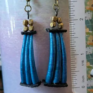 Indigenous Blue Dentalium Shell Earrings