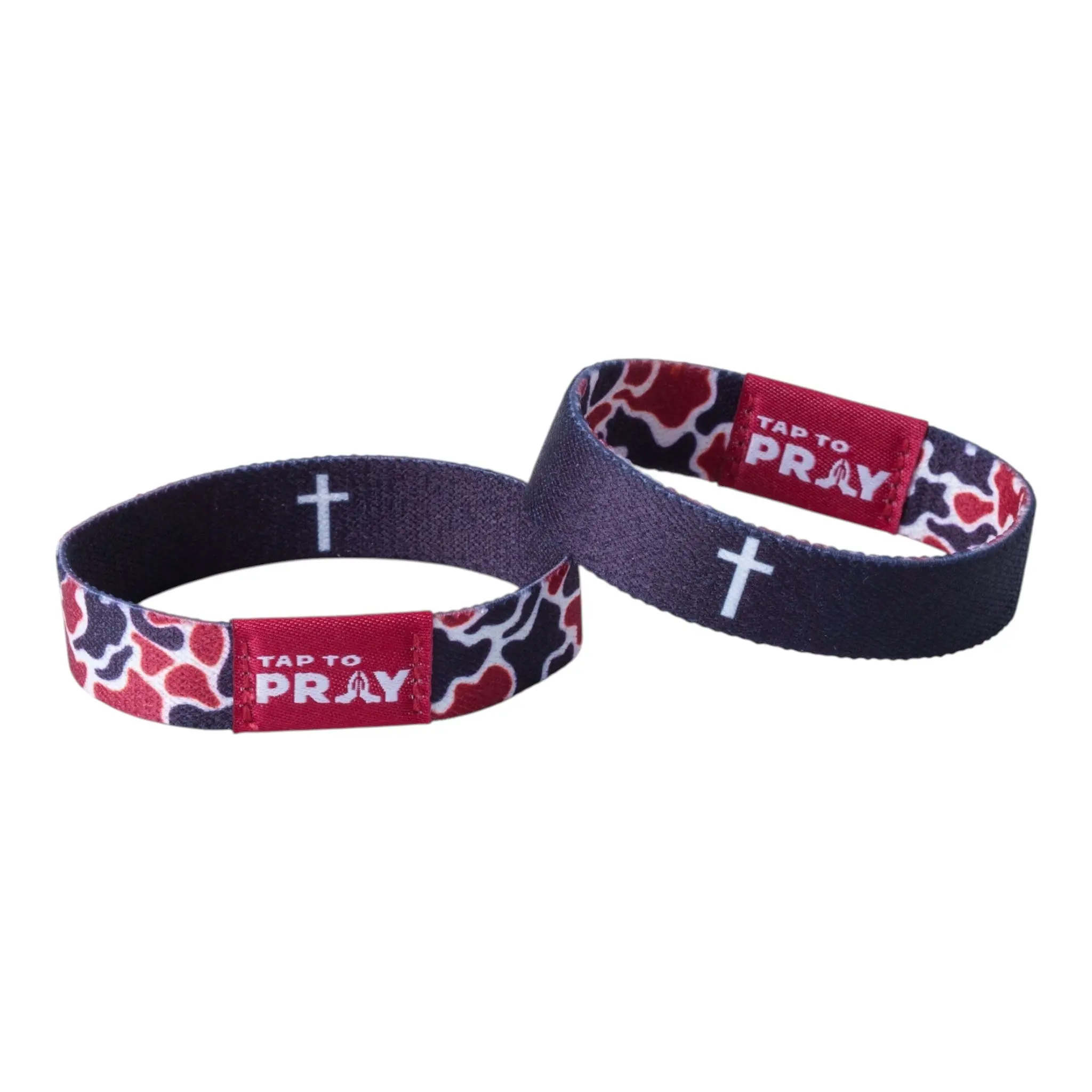 Tap To Pray® Wristband – Team Camo - Maroon & Black
