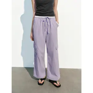 URBAN REVIVO Women's Lady 2026 Viral Broad-Leg Effortless Pants - Polyester Comfy Pants, Minimalist Basic Hip-Flattering, Thin Slimming Casual Bottoms