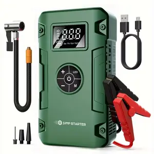 10000A 7-in-1 Multifunctional Emergency Jump Starter with Air Pump - 150PSI Digital Tire Inflator, Portable Car Battery Booster & Power Bank, Suitable for Gas/Diesel Vehicles, Compact Automotive Starter