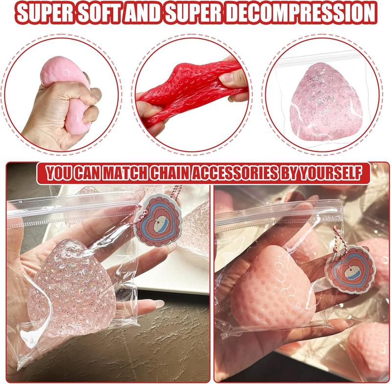 3 Pcs Big Taba Squishy Hamster Strawberry Toys – Vanilla Strawberry Chocolate Butter Slime - Extra Large 5" Squishy Stress Ball for Adults & Kids,Toymendous Squeeze Strawberry