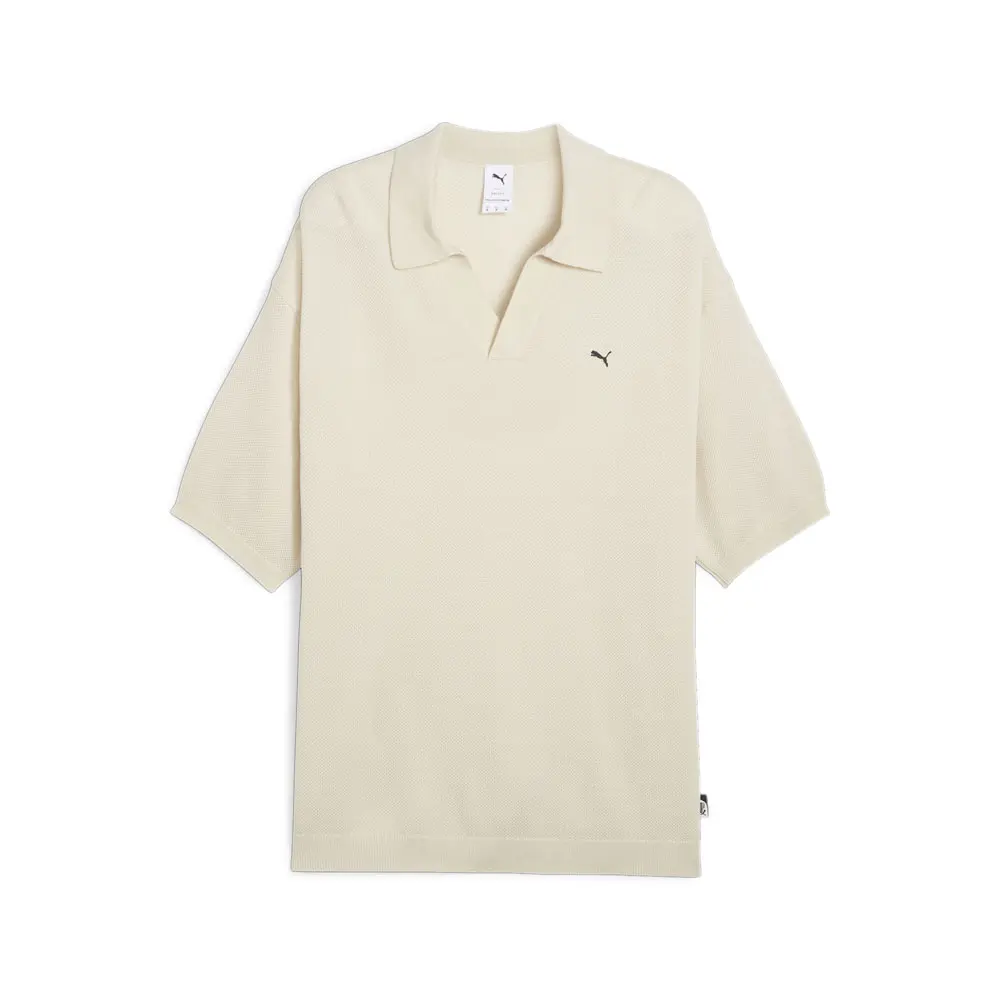 PUMA Mens Nostalgia Knitted Short Sleeve Shirt Casual Casual - Off White