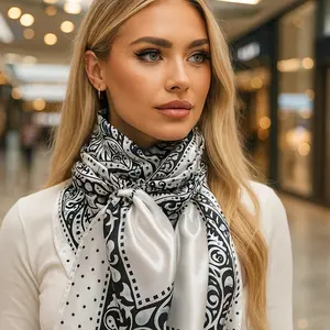 35X35" Black/White Polka Dot & Paisley Wild Rag / Scarf WR444