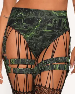 Cyber Matrix Harness Booty Shorts