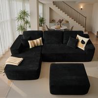 Balck Corduroy Left Chaise