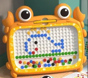 Magnetic Dots Board, Magnetic Drawing Board for Toddlers, Magnetic Drawing Board for Kids, Magnetic Dot Art with Magnetic Pen, Magnetic Tablet Toy (Orange)