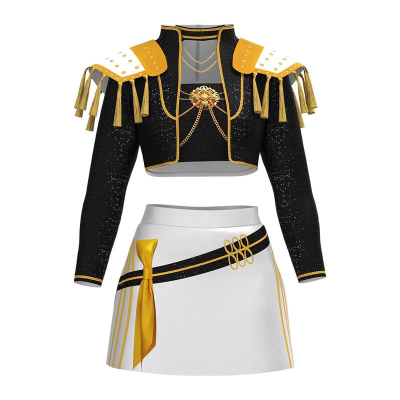 K-Pop Demon Slayer Cosplay Costume Anime Two-Dimensional Stage Performance Costume Zoe Rumi Cosplay Outfit KPop Demon Hunter Costume 2-Piece Set: Halloween Embroidered Jacket and Plaid Skirt, Dance Performance (All Patterns Are Printed) Womenswear Clothes
