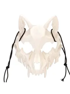 Anime Half Face Mask Tiger Inuyasha Dog Wolf Fox Costume Prop, Party Performance Cosplay Accessory, Unisex Halloween Fancy Dress