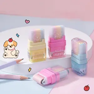 4 colour patchwork roller erasers with a dopamine double head design, smooth easy erase with little debris, covered stay clean, ideal DIY learning, office correction error removal