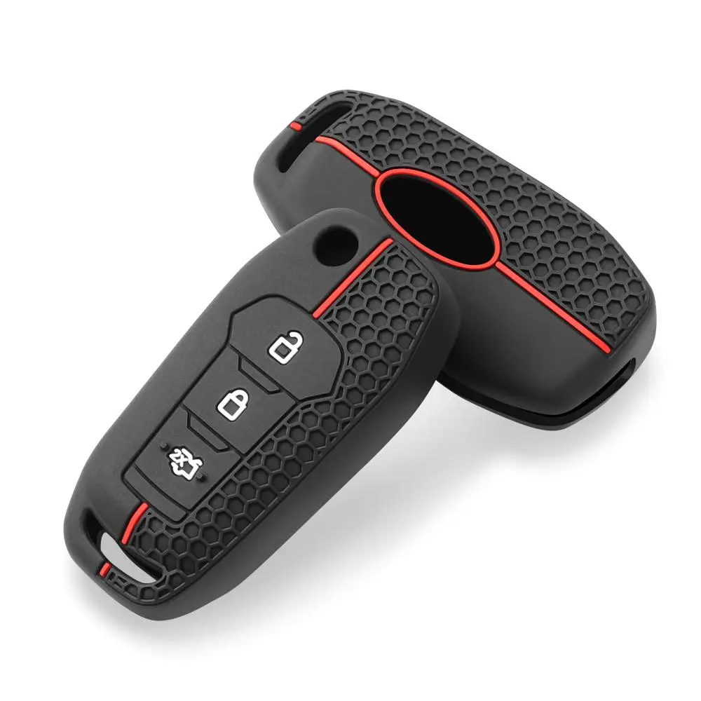 Car Key Case, Car Key Protector, Car Key Accessory, 1 Count Silicone Car Key Cover, Keyless Remote Fob Shell Skin Holder, Car Interior Accessories for Ford F-150 F-250 F-350 Explorer Ranger KA Fiesta Mondeo