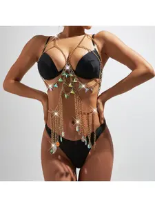 European and American accessories new waist chain accessories acrylic bra sexy necklace hollow color-changing chain body chain