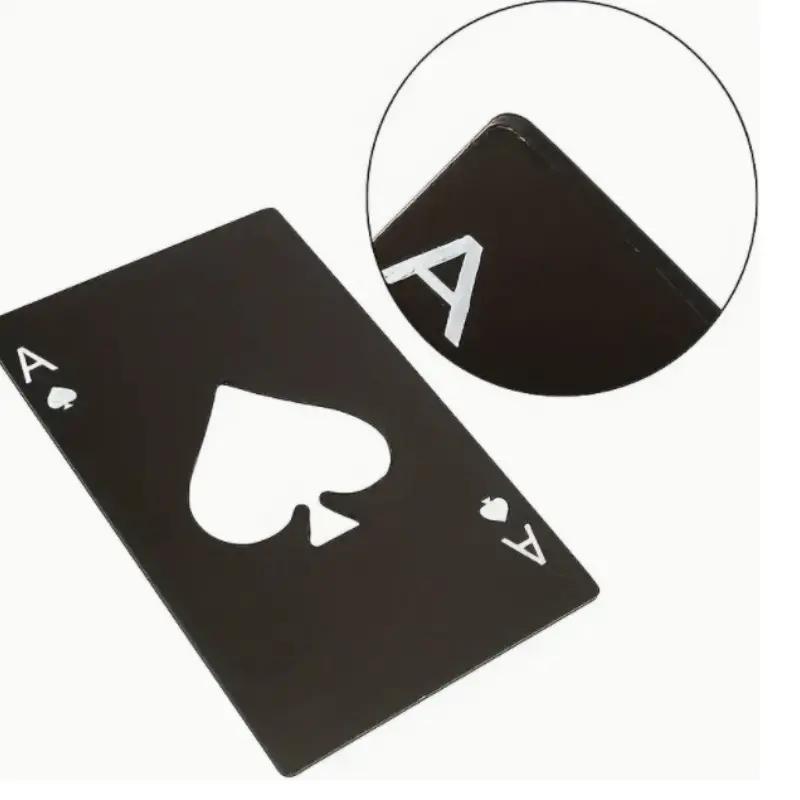 Stainless Steel Poker Shaped Bottle Opener Ace Of Spades Non-slip Manual Beer Opener Compact Design for Wine & Beer Easy Openers Summer Gift