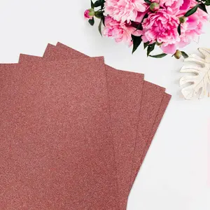 10 Pack Self-Adhesive Glitter DIY Craft Foam Sheets - Rose Gold 12"x10"