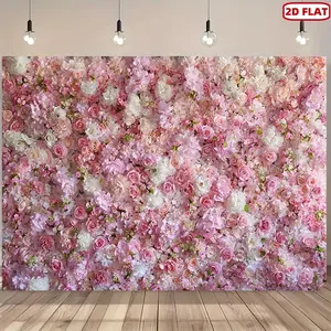 2D Flat, Rustic Floral Wall Backdrop with Pink Roses & Peonies - Elegant Flower Panel Suitable for Weddings, Birthdays,, Showers, Entryway Decor, Room Decoration - Setup, No Electricity Required, 2D Flat
