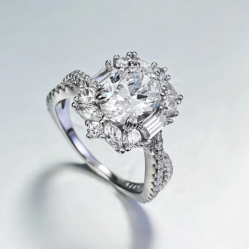 Moissanite Crown Engagement Ring for Women, 2 Carat Solitaire with Accent Stones on an Adjustable Copper Band, Moissanite Crown Ring, Solitaire Engagement Ring