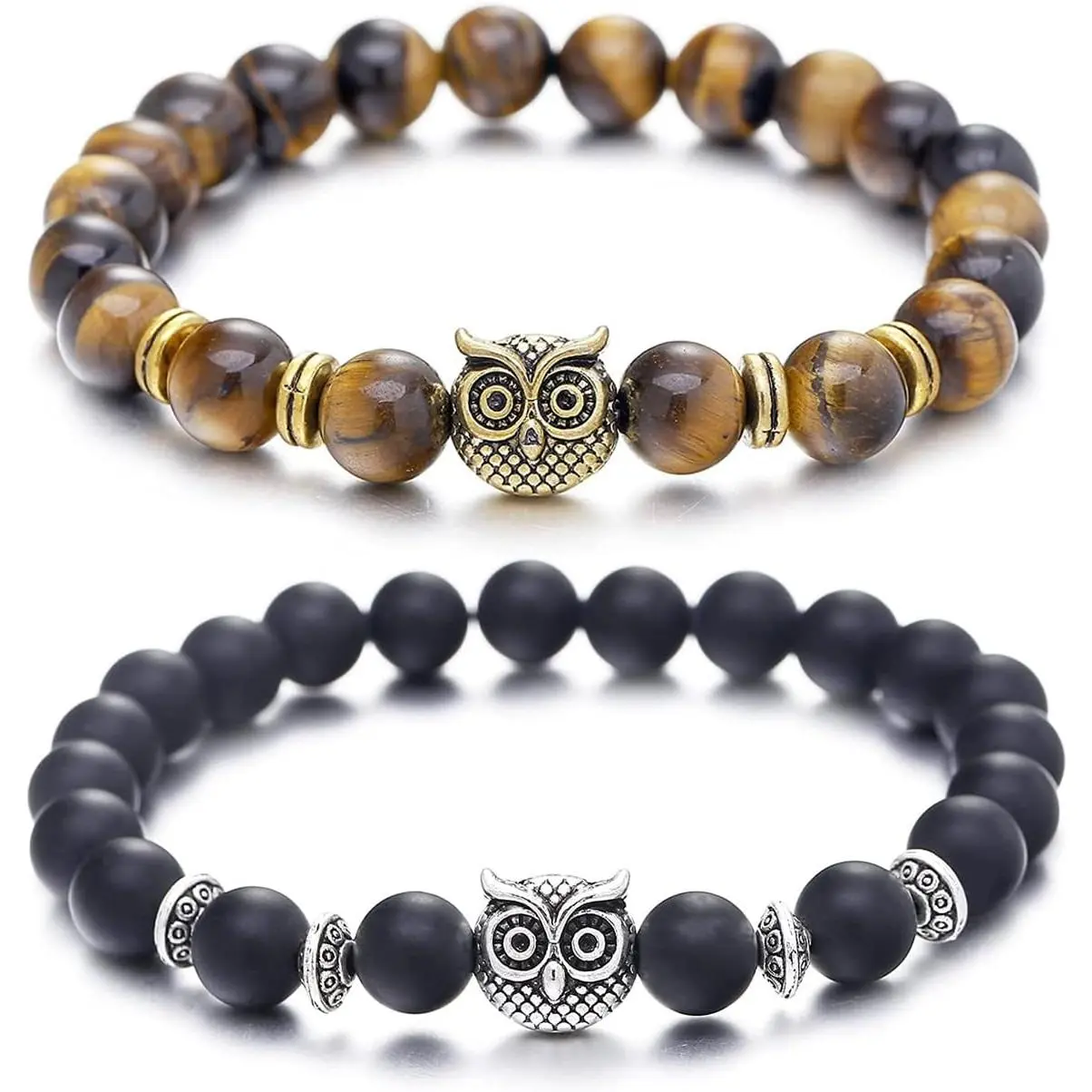 Owl Gifts Owl Beaded Bracelets, Fashionable Healing Crystals Bracelet for Women Men Spiritual Energy Beaded Bracelet Set Gifts, Trendy All-Match&Exquisite Jewelry Gift for Her, Him.