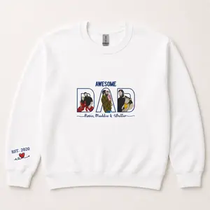Custom Awesome Dad Sweatshirt with Portrait and Kids Names on Chest, Personalized Embroidery Dad Portrait Hoodie with Photo, Father's Day Sweatshirt, Dad Est Year Sweater, Gift for Dad