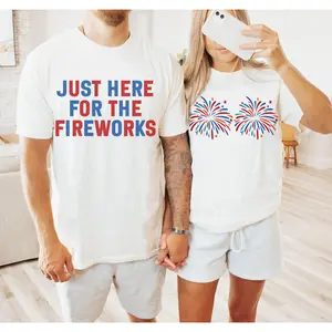 Funny Couples Fourth of July Shirts, Adult Humor 4th of July Matching Shirts for Couples, Independence Day Fireworks Tees