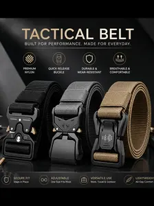 2026 New 3-Piece Men's Nylon Belt Set, Quick Release Buckle, Adjustable Strap Belt, Lightweight Durable Webbing Belt for Work, Travel, Hiking, Camping, Daily Wear