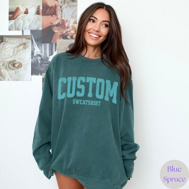 Comfort Color Custom Sweatshirt, Personalized College Letters Crewneck, Custom Text Vintage Sweatshirt Name Sweatshirt Gift,  Everyday