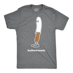 Mens Halloweenie T shirt Funny Ghost Hot Dog Tee Scary Halloween Costume T shirt Mens Funny T Shirts Cool Vintage Fashion T-Shirt Gift Classic Menswear Halloween Apparel for Men Funny Dog Short Sleeve Novelty Dark Grey