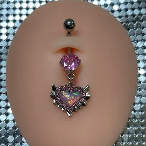 Pink mermaid gem belly ring