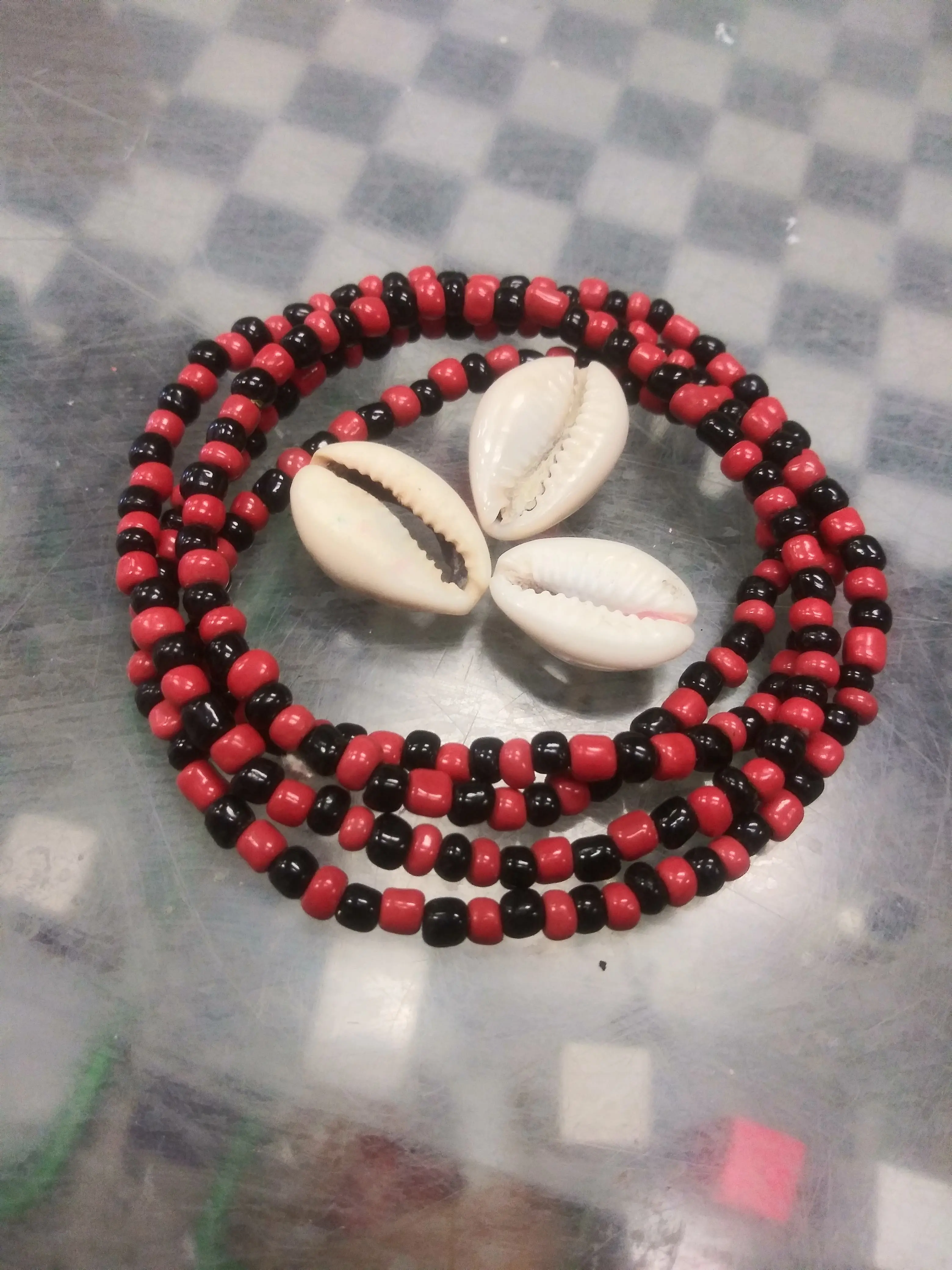 Eleggua Red and Black Beaded Necklace Santeria