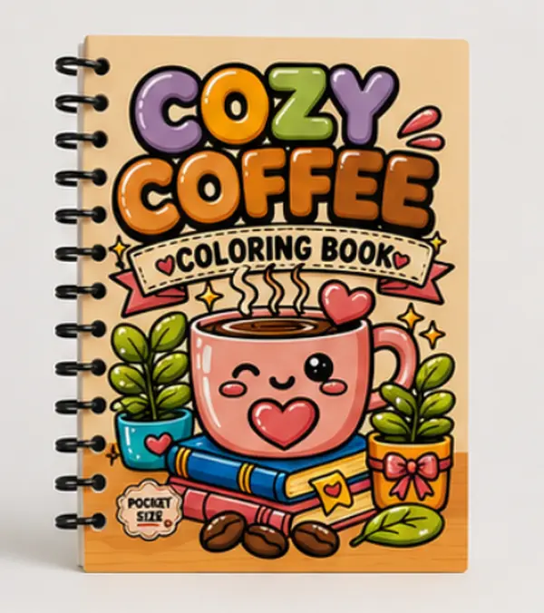 Cozy Coffee-Themed Mini Coloring Book for Adult Coloring Therapy with Bold and Easy Designs