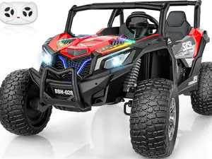 2 Seater Ride On Car for Kids 3-14, XXXL 4WD 24V Ride on Toys for Big Kids w/Max 5.5Mph & 220 lbs Load, 15" EVA All-Terrain Tires, Adjustable Seats, Remote Control, LED Lights, Shock Absorbers