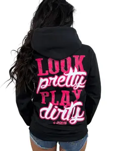 Look Pretty Play Dirty Black & Pink Hoodie by Luckless Outfitters