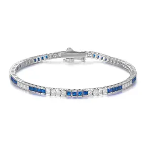 5 Carat Princess Cut Sapphire Bracelet in Platinum