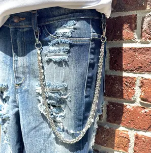 Men's Silver Pearl Layered Pant Chain – Stylish Accessory for Jeans