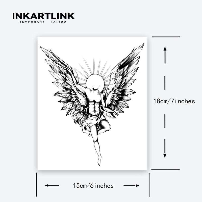 INKARTLINK Tattoo Tech,2 Sheets Extra-Large Semi Permanent Tattoo,Adult Art Design Temporary Tattoos, Last 1-2 Weeks, Waterproof, Realistic look, No Adhesive, No reflection (Angel Design)