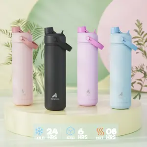 【POWCAN】 40/26 oz Insulated Water Bottle with 2-in-1 Straw and Spout Lid, Keep Cold 24H, Leak-Proof, BPA-Free, Double Wall Stainless Steel Water Bottle for Sports, Gym, Travel, and School,Father’s Day，graduation gifts