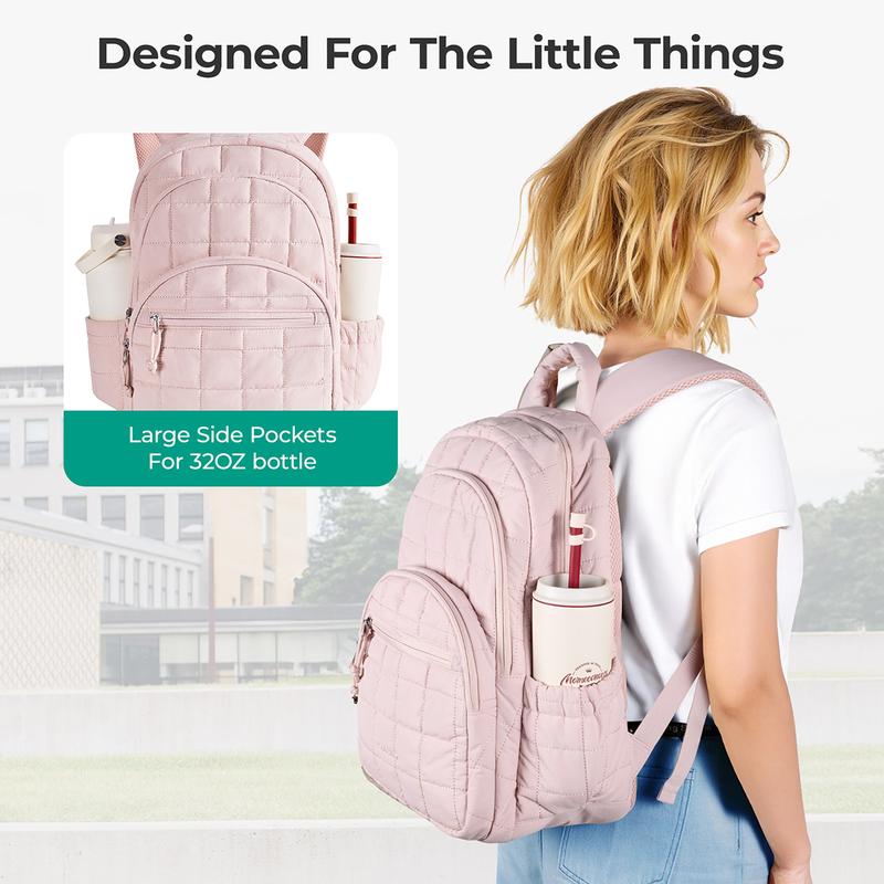 BAGSMART Quilted Laptop Backpack for Women–Regular Size with 32OZ Pockets Water-Resistant College & Travel Backpack, Fits 15.6”Laptop and Mini Size(11.4" × 8.2" × 4.3") Fits 9.7”Laptop TikTokShopHolidayHaul