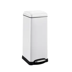 8 Gallon/30 L Kitchen Trash Can,Fingerprint-Proof Stainless Steel Garbage Can with Soft-Close Lid,Removable Inner Buckets for Office Bathroom,White