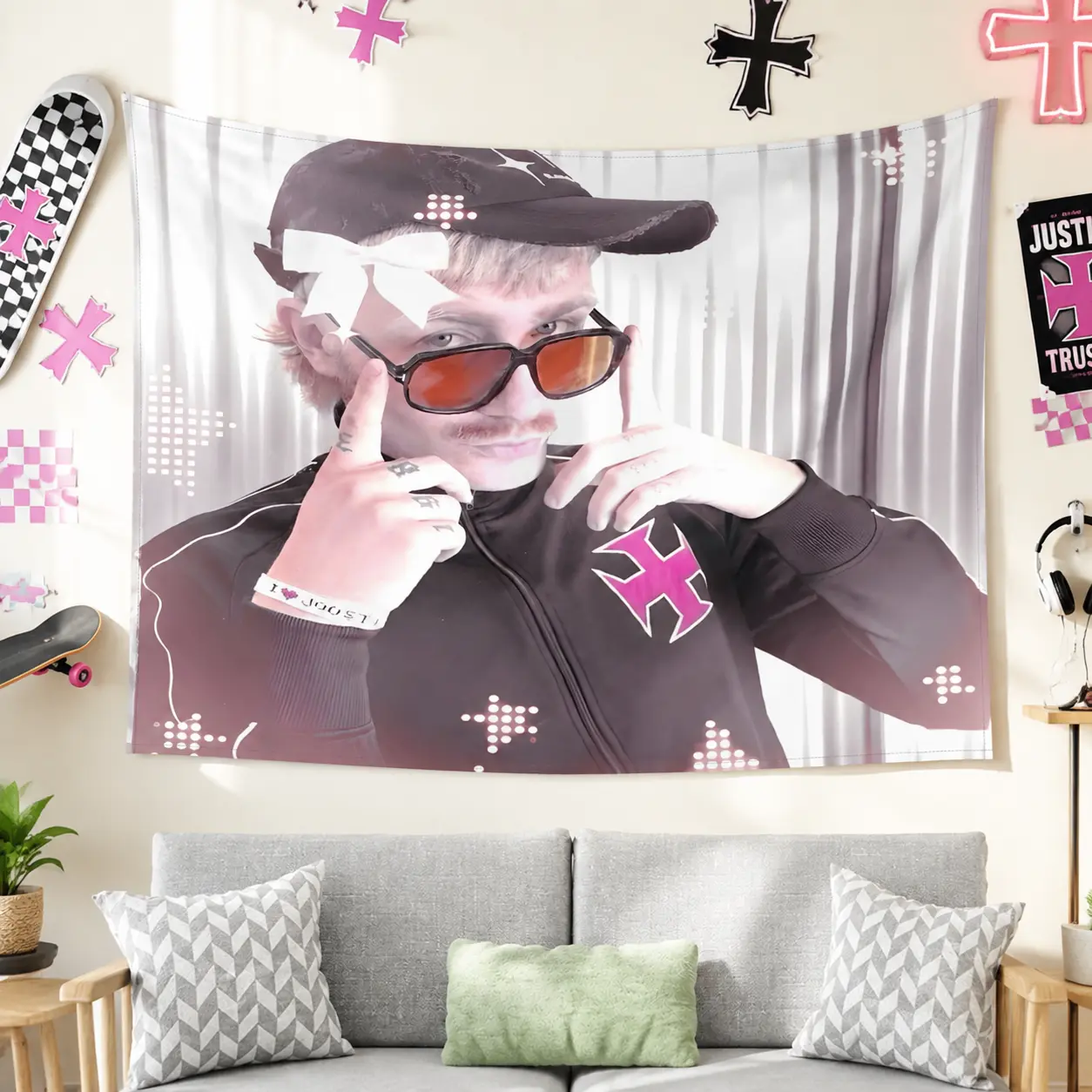 1pc Joost Klein Creative Tapestry - High-Quality Printed Fashionable Pattern, Home Decor for Space Decoration & Atmosphere Creation, All-Season Gift with Free Installation Kit