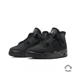 All-Black Suede and Mesh Mid-Top Retro Basketball Shoes