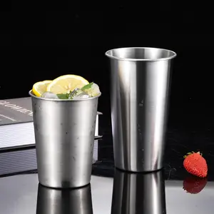 Stainless Steel Cup, 4pcs Metal Pint Cup, Shatterproof Drinking Glasses, Portable Travel Mug, Travel Coffee Mugs for Home Dining Room Picnic Bar Kitchen